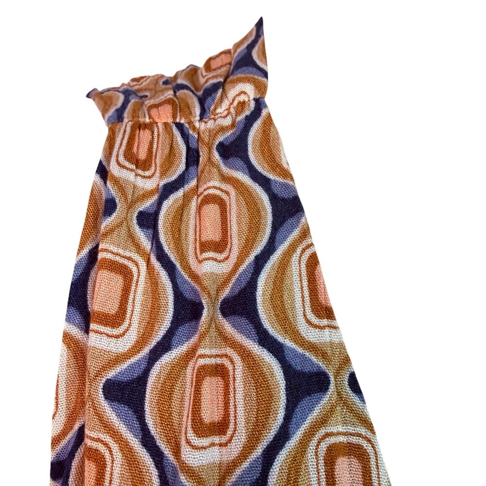 Seventeenstars Cut Out Maxi Dress Side Slit Blue Gold Cream Retro Print - Picture 6 of 16
